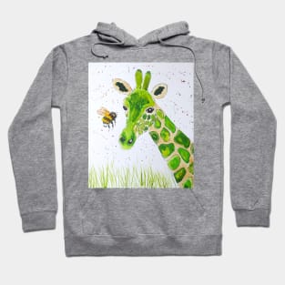 Cute Green Giraffe and a Bumble bee Hoodie